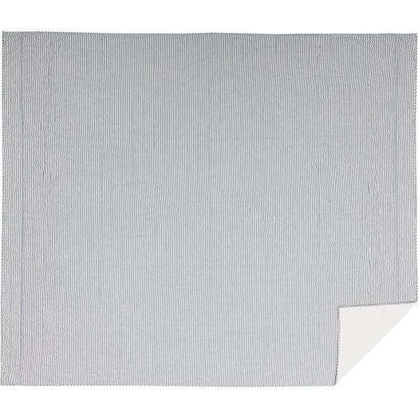 Sawyer Mill Blue Ticking Stripe Luxury King Quilt Coverlet 120Wx105L 3pc Bundle (Coverlet, Shams) - Clearance All Sales Final