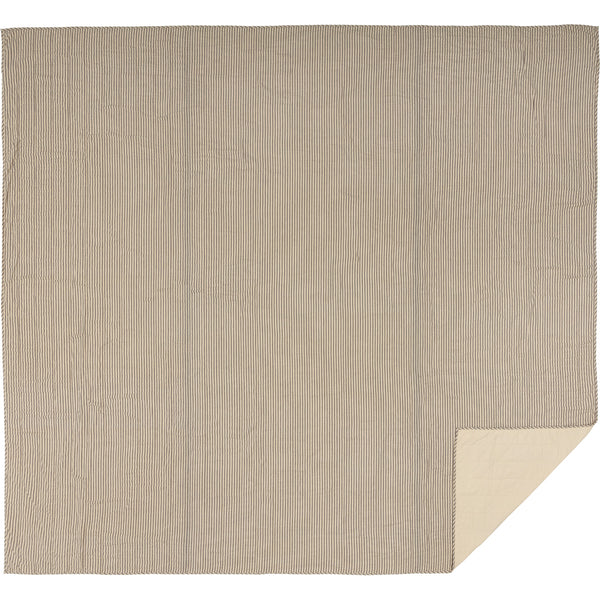 Sawyer Mill Charcoal Ticking Stripe King Quilt Coverlet 105Wx95L 3pc Bundle (Coverlet, Shams)