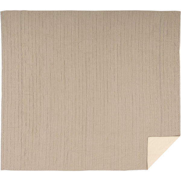 Sawyer Mill Charcoal Ticking Stripe Quilt California King Coverlet 130Wx115L 3pc Bundle (Coverlet, Shams) - Clearance All Sales Final