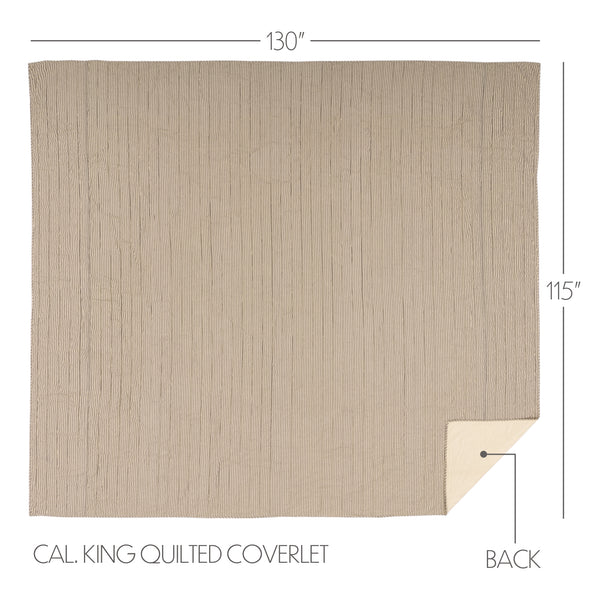 Sawyer Mill Charcoal Ticking Stripe Quilt California King Coverlet 130Wx115L 3pc Bundle (Coverlet, Shams) - Clearance All Sales Final