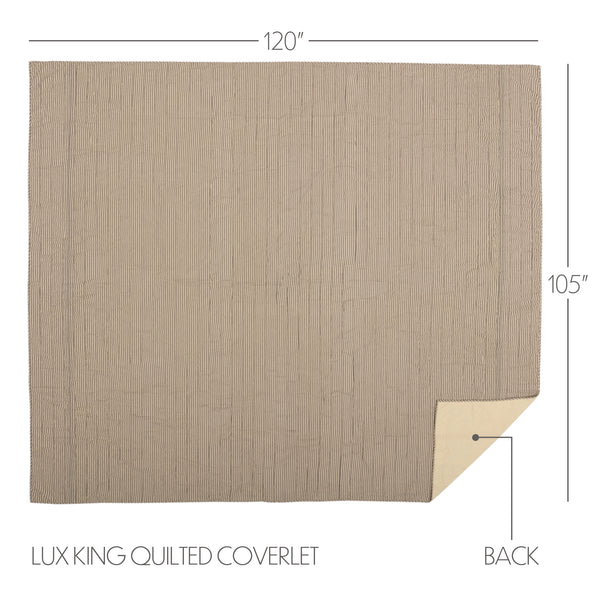 Sawyer Mill Charcoal Ticking Stripe Quilt Luxury King Coverlet 120Wx105L 3pc Bundle (Coverlet, Shams) - Clearance All Sales Final