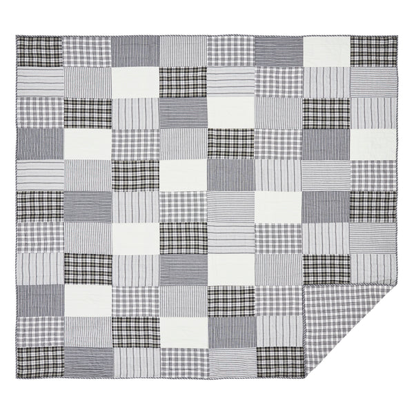 Sawyer Mill Black King Quilt 105Wx95L 4pc Bundle (Quilt, Bed Skirt, Pillow Cases) - Clearance All Sales Final