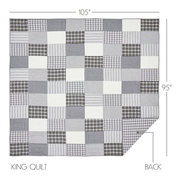 Sawyer Mill Black King Quilt 105Wx95L 4pc Bundle (Quilt, Bed Skirt, Pillow Cases) - Clearance All Sales Final