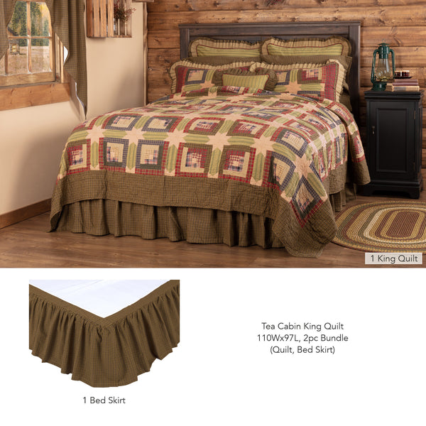 Tea Cabin King Quilt 110Wx97L 2pc Bundle (Quilt, Bed Skirt) - Clearance All Sales Final