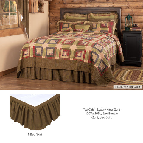 Tea Cabin Luxury King Quilt 120Wx105L 2pc Bundle (Quilt, Bed Skirt) - Clearance All Sales Final