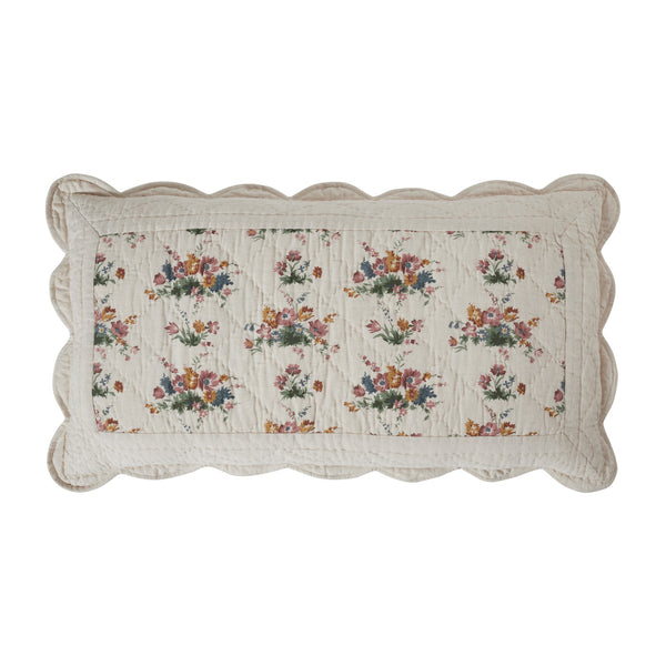 Rosehill Cottage King Sham 21x37 | Floral Scalloped Dusty Rose Pillow Sham