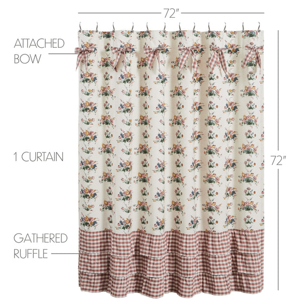 Rosehill Cottage Floral Shower Curtain 72x72 | Dusty Rose Farmhouse Bath Curtain