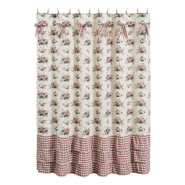 Rosehill Cottage Floral Shower Curtain 72x72 | Dusty Rose Farmhouse Bath Curtain