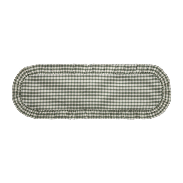 Rosehill Cottage Green Gingham Ruffled Cotton Table Runner - 12x48 Green & Natural Table Runner
