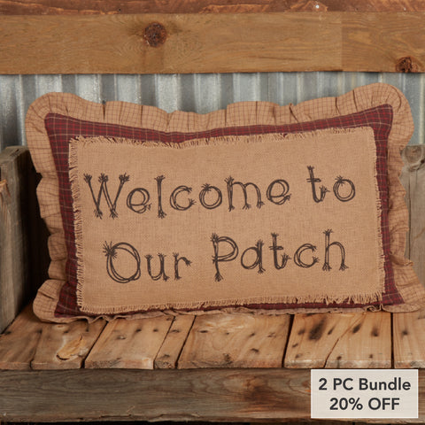 Landon Welcome to Our Patch Farmhouse Decorative Throw Pillow 14x22 Inch Autumn Fall Harvest Seasonal Accent Cushion (2 PC Bundle)