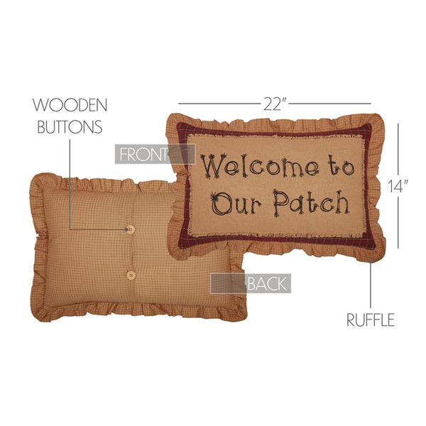 Landon Welcome to Our Patch Farmhouse Decorative Throw Pillow 14x22 Inch Autumn Fall Harvest Seasonal Accent Cushion (2 PC Bundle)