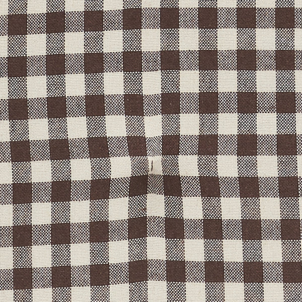 Coffee Brown Gingham Chair Pad with Ties - 15.5x17 Rustic Farmhouse Seat Cushion