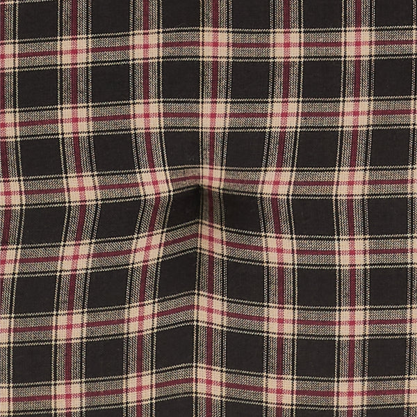 Bingham Black Red Tan Plaid Chair Pad with Ties - 15.5x17 Rustic Farmhouse Stuffed Seat Cushion