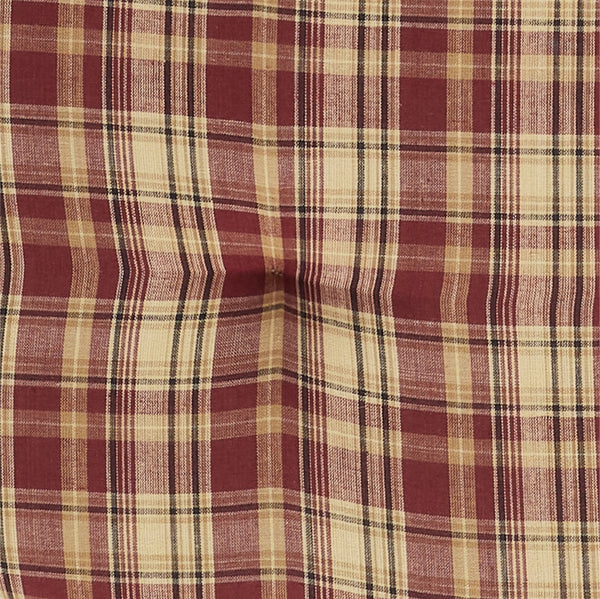 Beckham Red Black Tan Plaid Chair Pad with Ties - 15.5x17 Rustic Farmhouse Stuffed Seat Cushion
