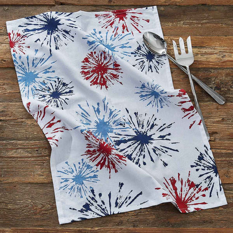 Make your tabletop burst with color with these Fireworks Decorative Dishtowels! Perfect way to express your patriotism, with the brilliant shades of red, white, and blue! Pair with the rest of the Fireworks Collection, for a complete summer look!