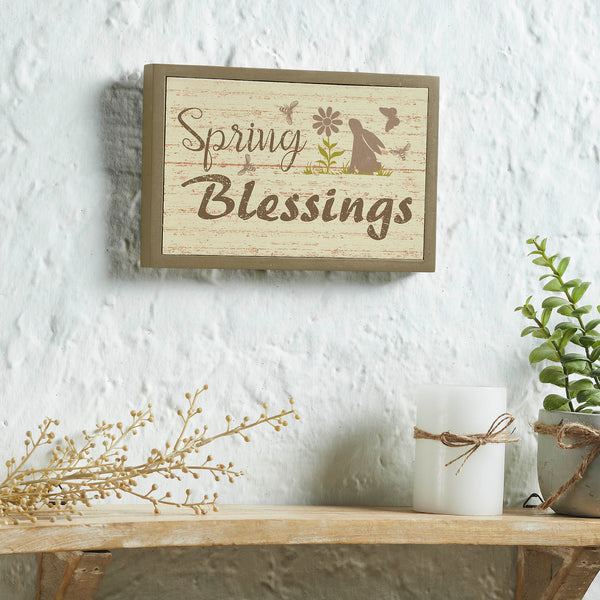 Bunny Hop Spring Easter MDF Framed Wall Signs (2PC Bundle)