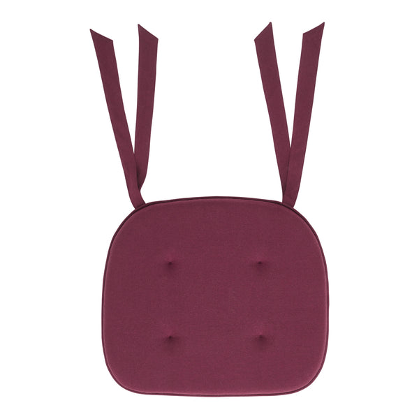 Cranberry Red Solid Chair Pad with Ties - 15.5x17 Farmhouse Cottage Stuffed Seat Cushion