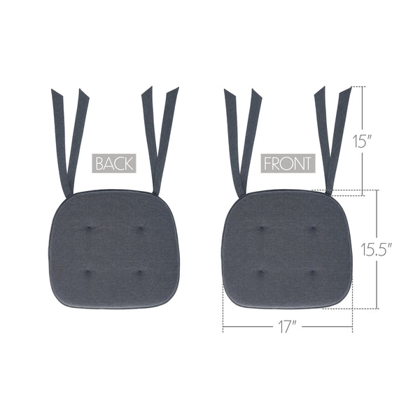 Hearthstone Charcoal Plaid Cotton Chair Pad - 15.5x17 Cushioned Seat Cushion - VHC Brands