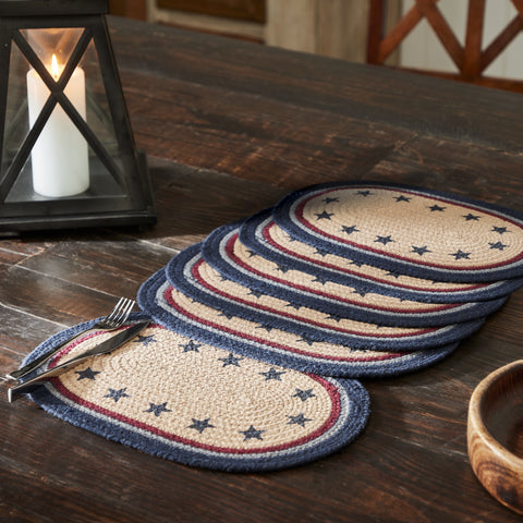 My Country Oval Placemat Stencil Stars Set of 6 10x15