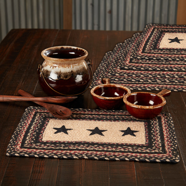 Colonial Star Jute Rect Placemat Set of 6 12x18