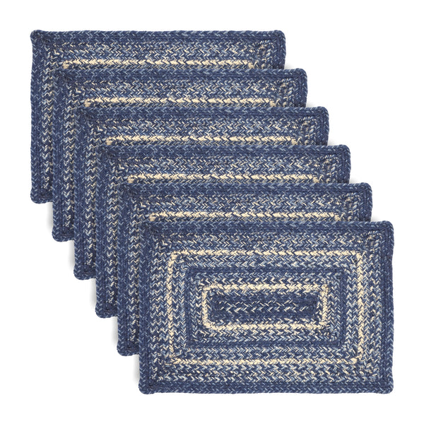 Great Falls Blue Jute Rect Placemat Set of 6 12x18