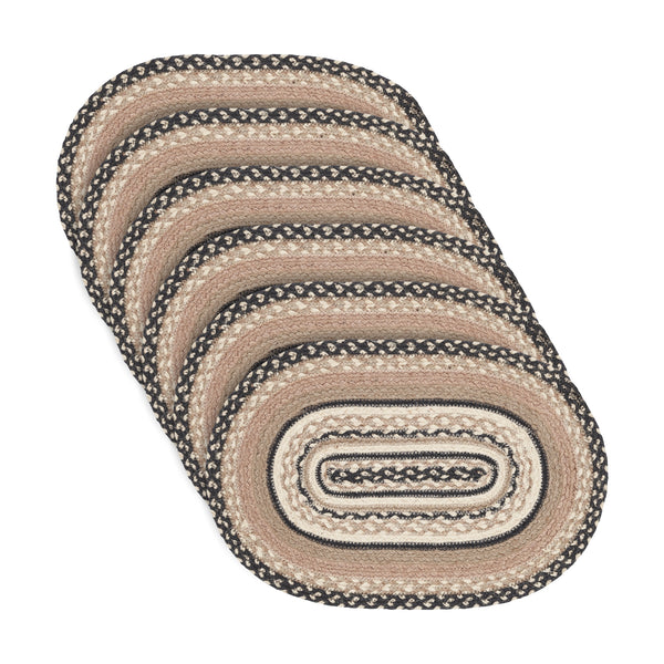 Sawyer Mill Charcoal Creme Jute Oval Placemat Set of 6 12x18