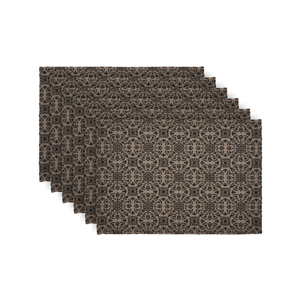 Custom House Black Tan Jacquard Placemat Set of 6 13x19