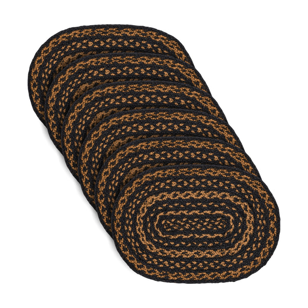 Black & Tan Jute Oval Placemat Set of 6 10x15