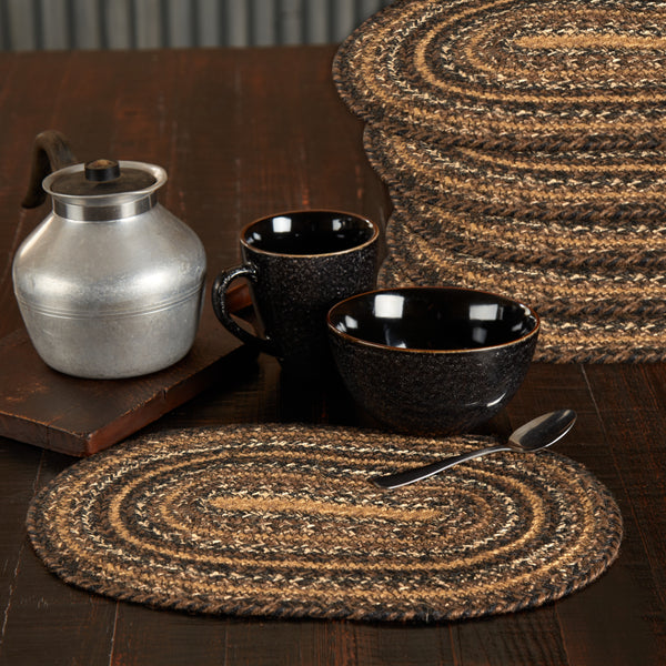 Espresso Jute Oval Placemat Set of 6 10x15