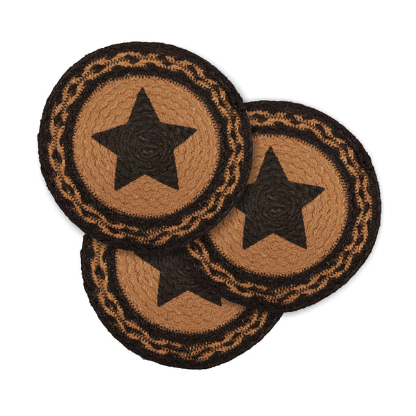 Farmhouse Jute Trivet Stencil Star 8 Set of 3