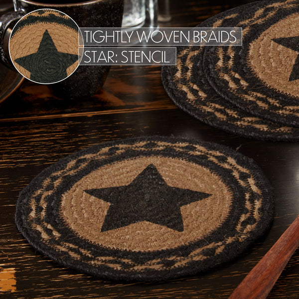 Farmhouse Jute Trivet Stencil Star 8 Set of 3