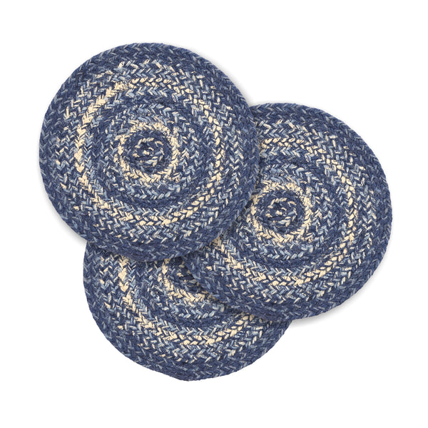 Great Falls Blue Jute Trivet 8 Set of 3