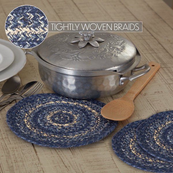 Great Falls Blue Jute Trivet 8 Set of 3