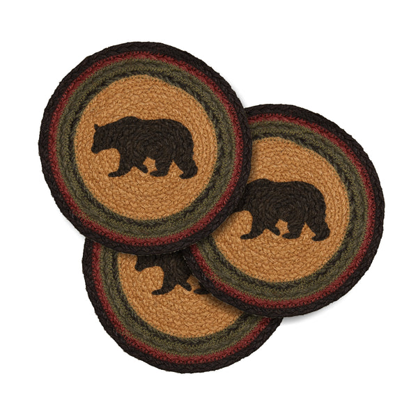 Wyatt Stenciled Bear Jute Trivet 8 Set of 3