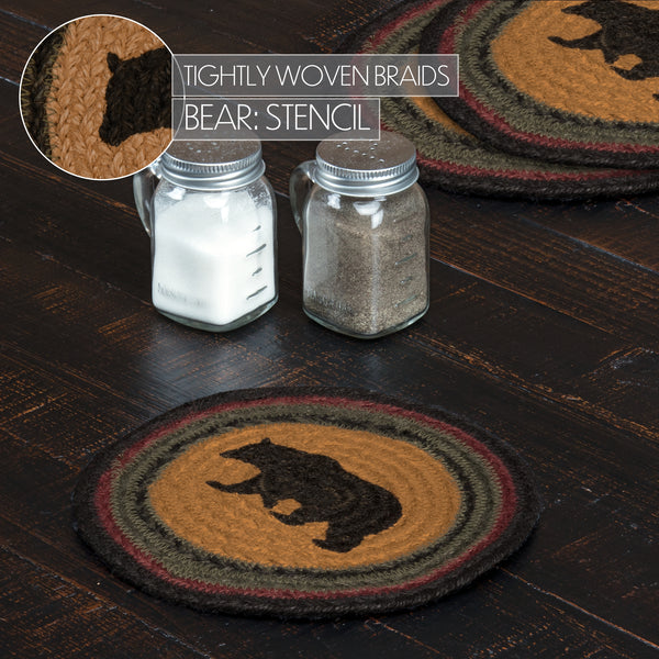 Wyatt Stenciled Bear Jute Trivet 8 Set of 3