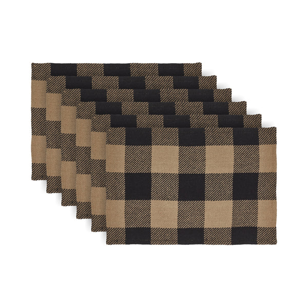 Black Check Placemat Set of 6 13x19
