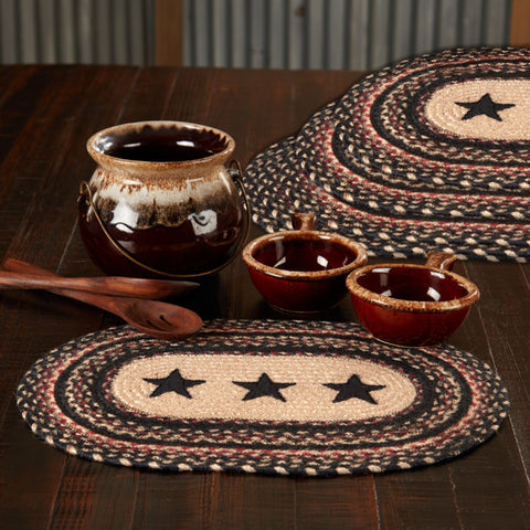 Colonial Star Jute Oval Placemat Set of 6 12x18