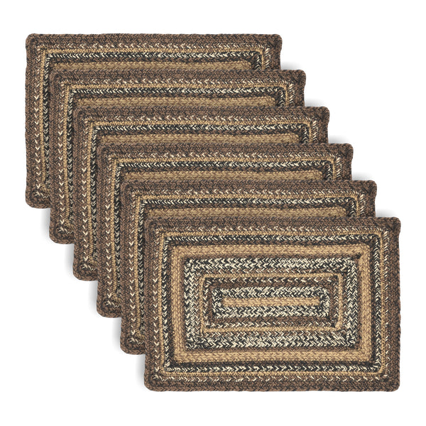 Espresso Jute Rect Placemat Set of 6 12x18