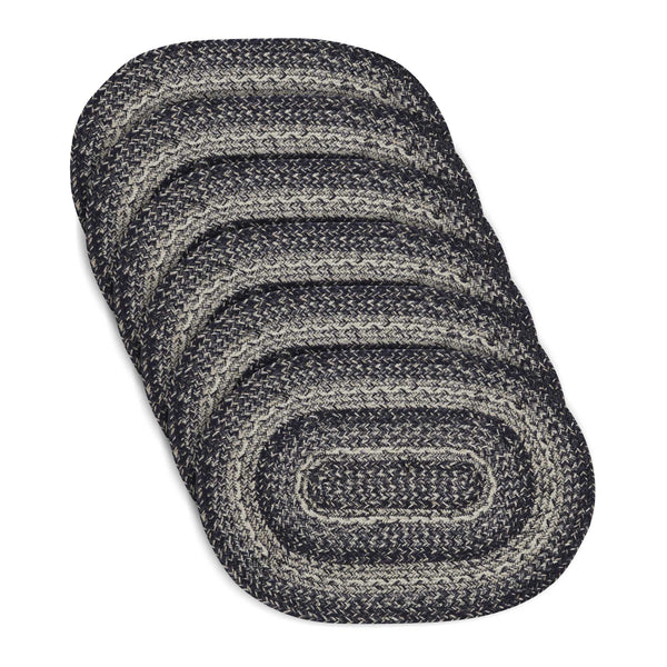 Sawyer Mill Black White Jute Oval Placemat Set of 6 13x19