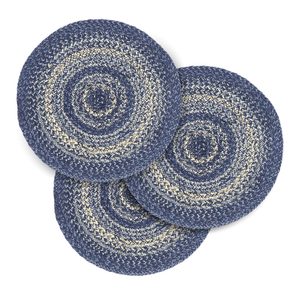 Great Falls Blue Jute Trivet 15 Set of 3