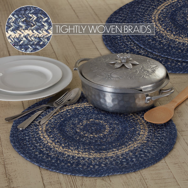 Great Falls Blue Jute Trivet 15 Set of 3