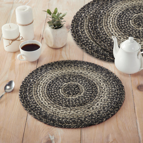 Sawyer Mill Black White Jute Trivet 15 inch Diameter Set of 3