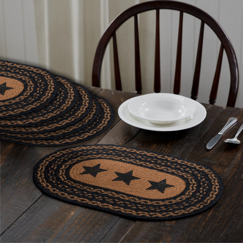 Farmhouse Jute Placemat Stencil Stars Set of 6 10x15