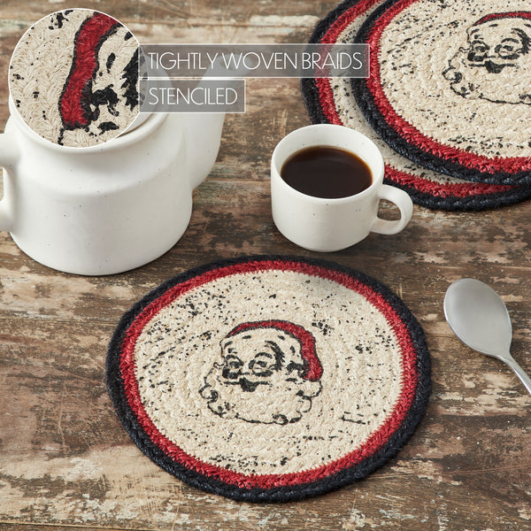 Jolly Ole Santa Jute Trivet 8 inch Diameter Set of 3