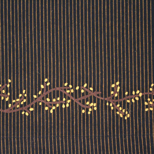 Primitive Ticking Black Valance with Pip Berry Vine - Final Qtys - Discontinued