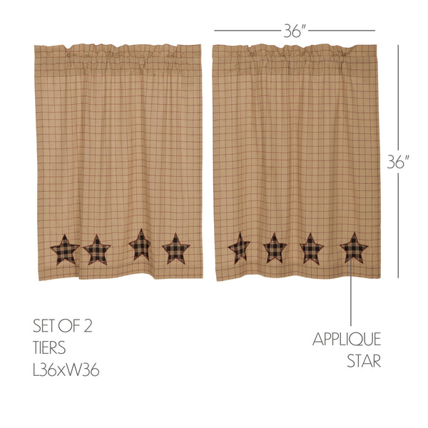 Bingham Star Applique Tier Set of 2 36x36 | Rustic Country Plaid