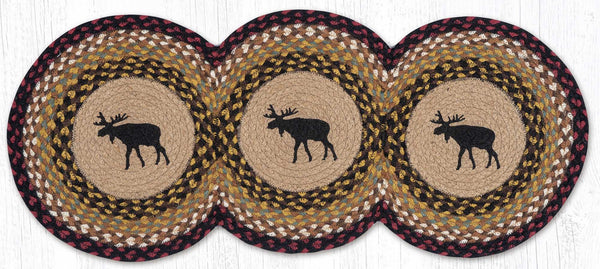 TCP-19 Black Moose Printed Tri Circle Runner 15"x36"