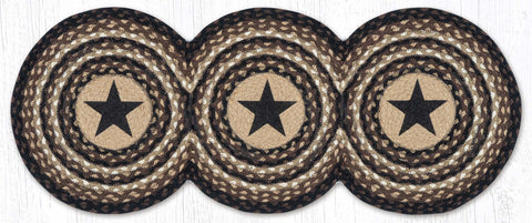 TCP-313 Black Stars Printed Tri Circle Runner 15"x36"