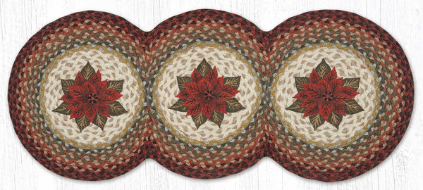 TCP-417 Primitive Poinsettia Printed Tri Circle Runner 15"x36"