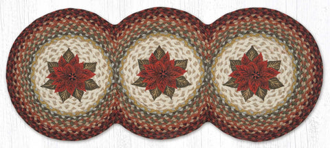 TCP-417 Primitive Poinsettia Printed Tri Circle Runner 15"x36"